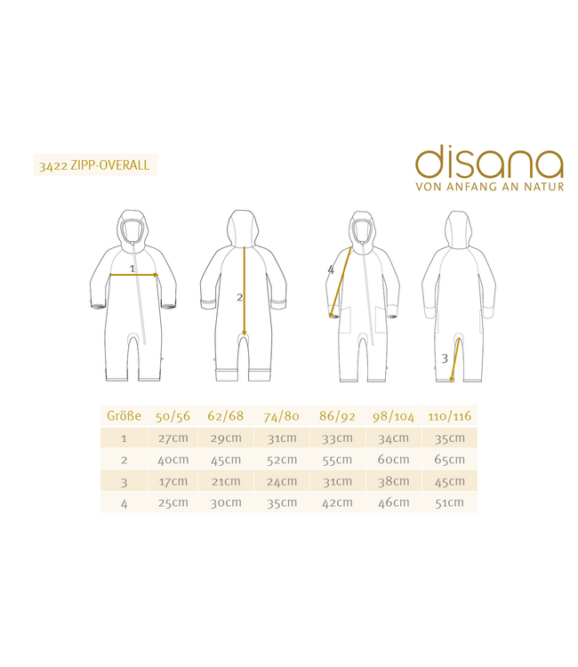 Disana Disana Wollwalk Overall Zipp - Softpink