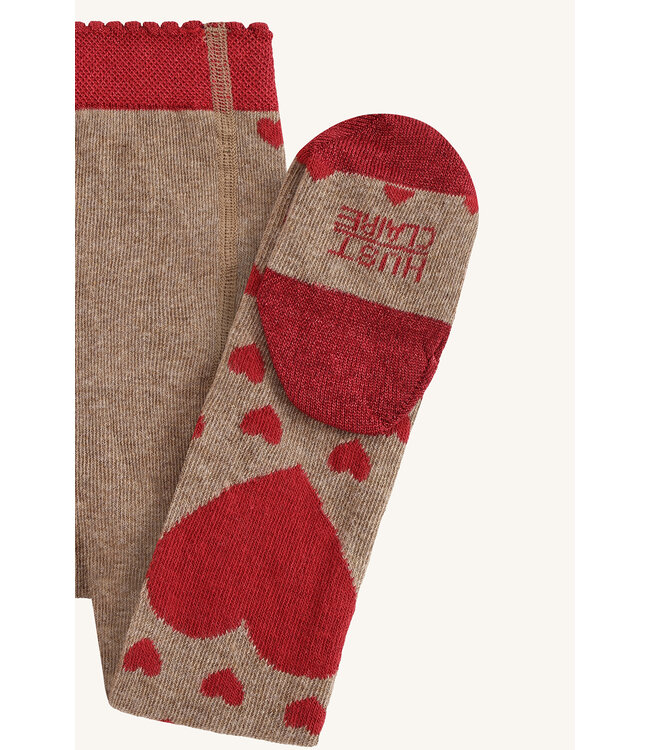 Hust and Claire Strumpfhose festlich mit Herzmotiv - Biobaumwolle GOTS
