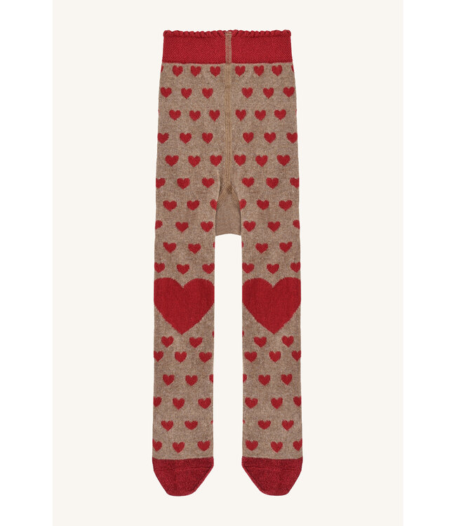 Hust and Claire Strumpfhose festlich mit Herzmotiv - Biobaumwolle GOTS