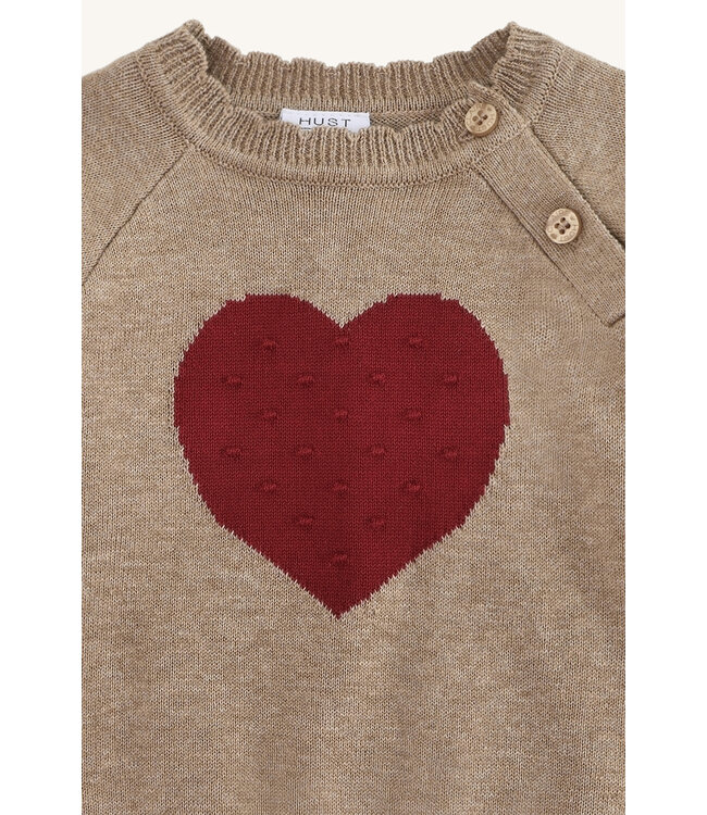 Hust and Claire Pullover mit Herz - Biobaumwolle - biscuit