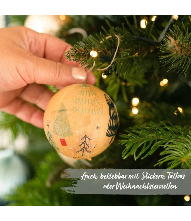 Papierdrachen 13 Weihnachtskugeln aus Pappmaché – Braun