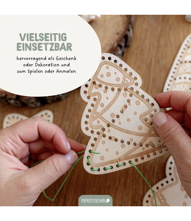 Papierdrachen DIY Fädelset aus Holz – Weihnachten