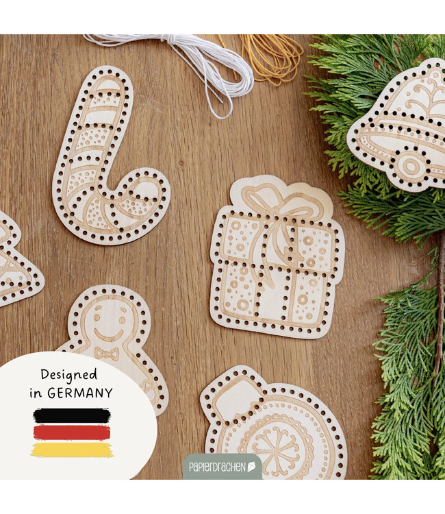 Papierdrachen DIY Fädelset aus Holz – Weihnachten