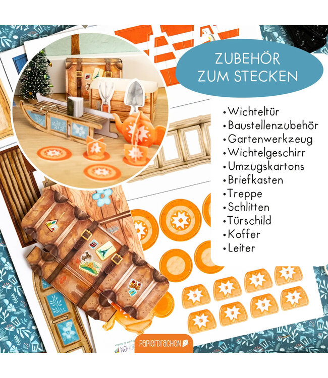 Papierdrachen Wichtel-Set zum Advent