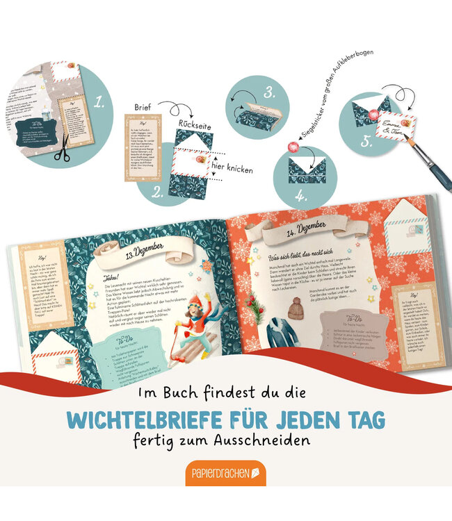 Papierdrachen Wichtel-Set zum Advent
