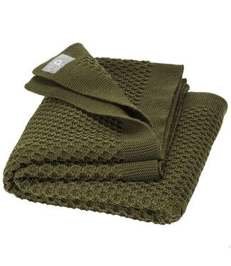 Disana Waben-Strickdecke klein - Merinowolle - oliv 80 x 100 cm