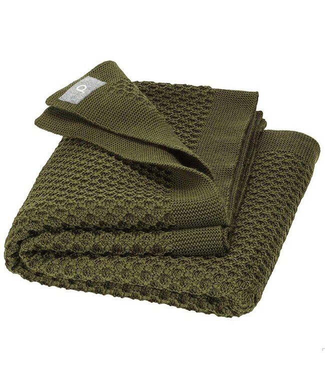 Disana Waben-Strickdecke klein - Merinowolle - oliv 80 x 100 cm