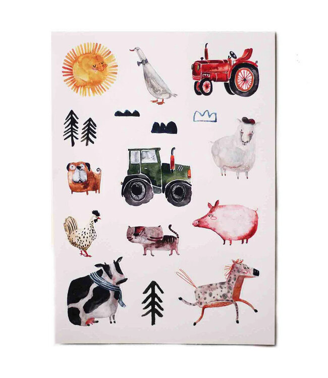 Halfbird Spülmaschinenfeste Sticker Bauernhof