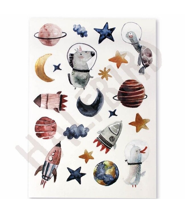 Halfbird Spülmaschinenfeste Sticker Weltraum