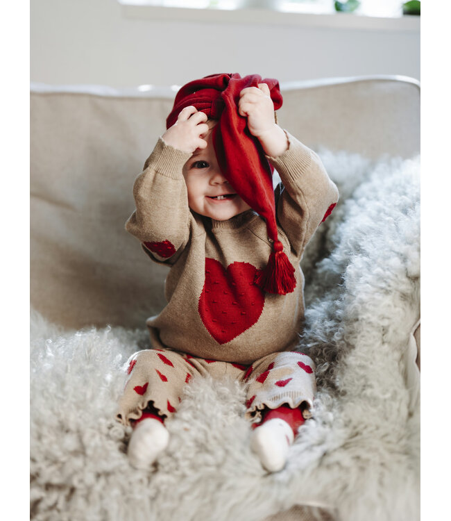 Hust and Claire Pullover mit Herz - Biobaumwolle - biscuit