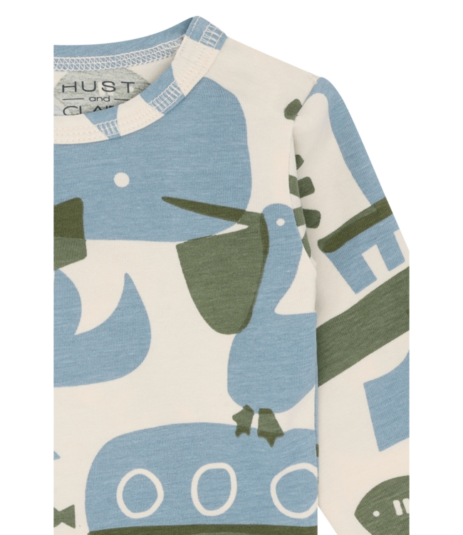 Hust and Claire Body langarm Billy Oceanlife - Baumwolle - hellblau/grün