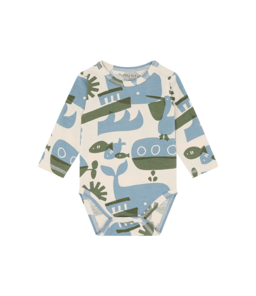 Hust and Claire Body langarm Billy Oceanlife - Baumwolle - hellblau/grün