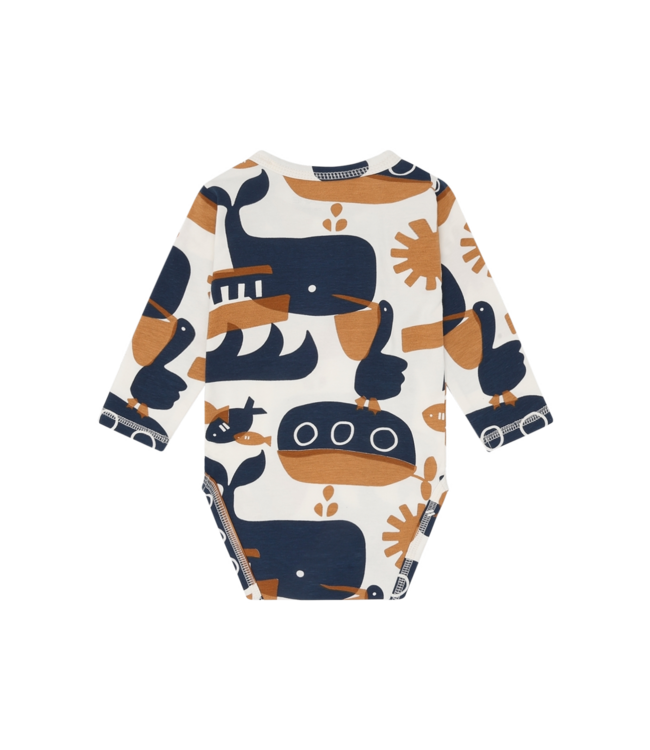Hust and Claire Body langarm Billy Oceanlife - Baumwolle - ocker/marine