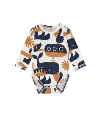 Hust and Claire Body langarm Billy Oceanlife - Baumwolle - ocker/marine