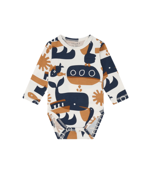 Hust and Claire Body langarm Billy Oceanlife - Baumwolle - ocker/marine