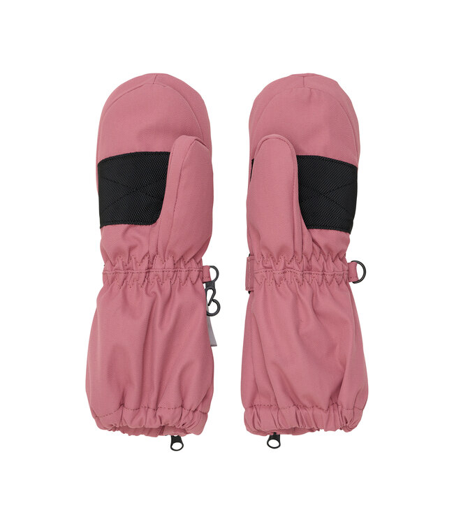 Minymo Fäustlinge mit Daumen - Klettverschluss - Reissverschluss rosa