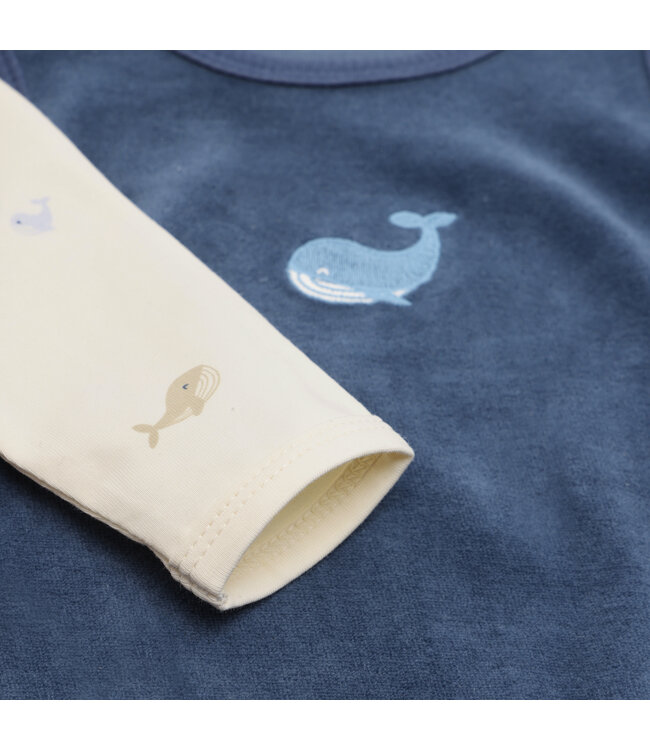 Fixoni 2 teiliges Strampler Set Wal - Velours Biobaumwolle