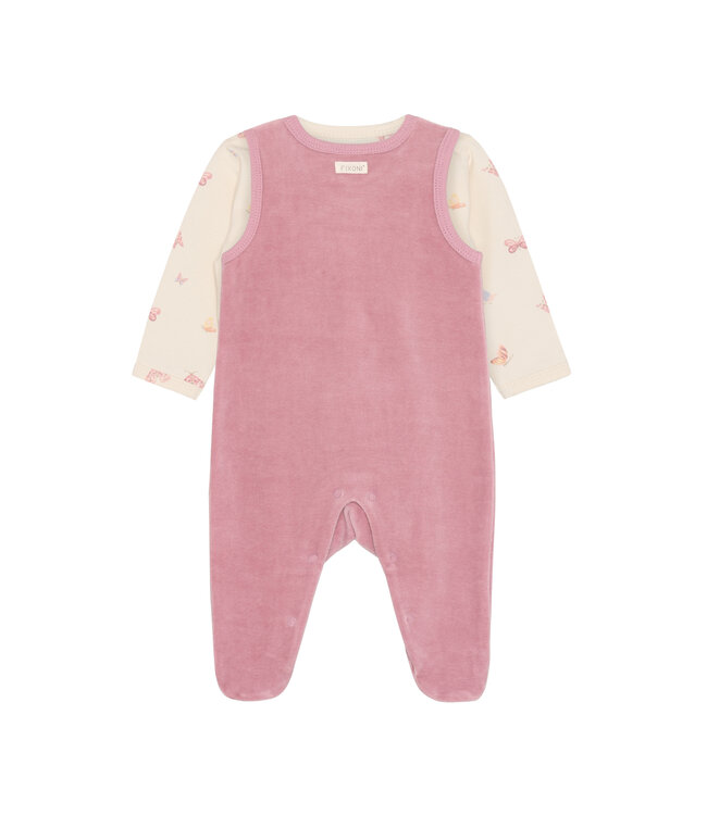 Fixoni 2 teiliges Strampler Set Schmetterling - Velours Biobaumwolle