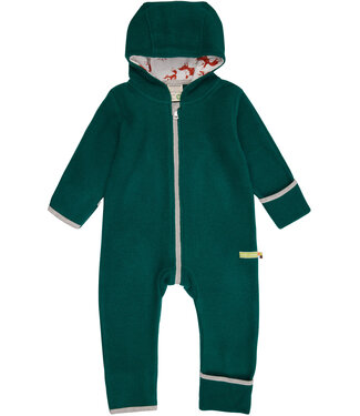 Loud and Proud Overall aus Wollflece - dunkelgrün mit Füchsen