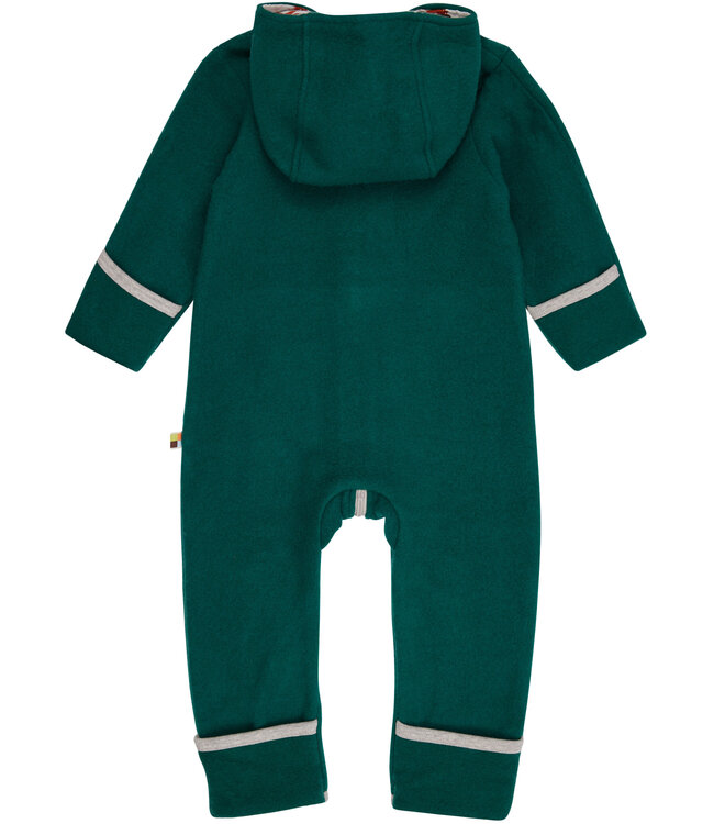 Loud and Proud Overall aus Wollflece - dunkelgrün mit Füchsen