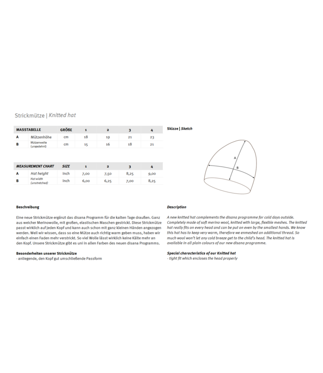 Disana Strickmütze aus Merinowolle - pacific