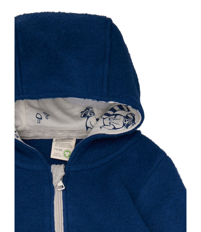 Loud and Proud Overall aus Wollfleece ultramarin mit Eulen