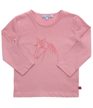 Enfant Terrible Langarmshirt mit Pferdestickerei aus Biobaumwolle hellrosa