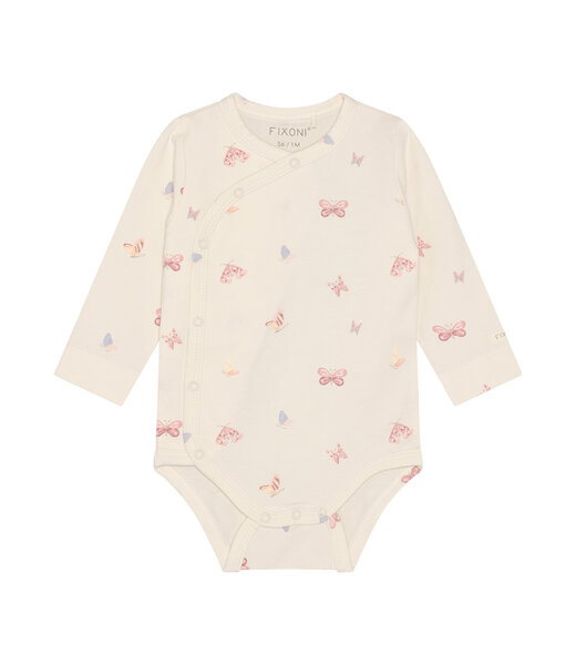 Fixoni Wickelbody langarm Schmetterlinge - Biobaumwolle - bleached mauve