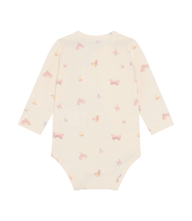 Fixoni Wickelbody langarm Schmetterlinge - Biobaumwolle - bleached mauve
