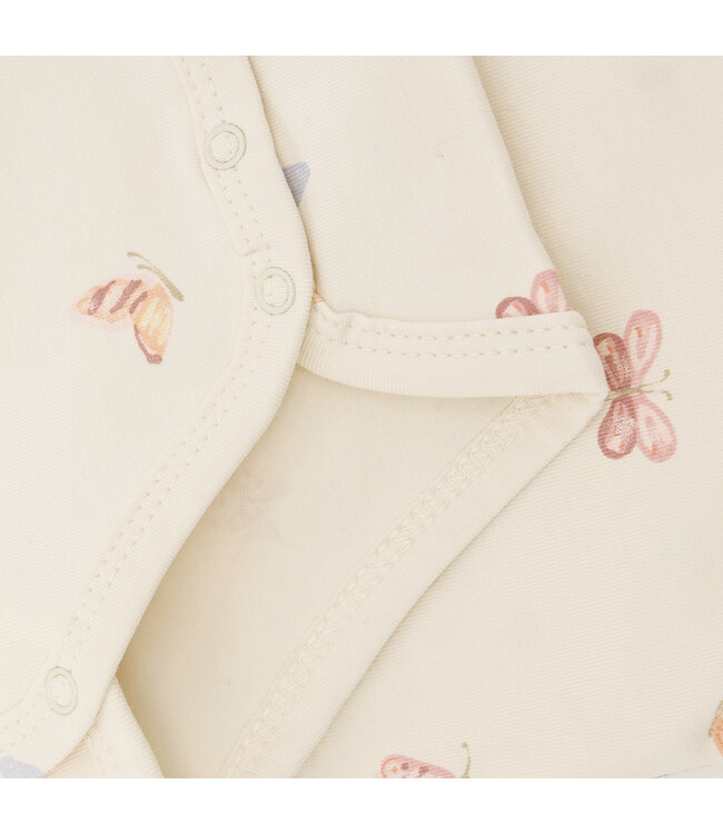 Fixoni Wickelbody langarm Schmetterlinge - Biobaumwolle - bleached mauve