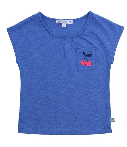 Enfant Terrible Shirt mit Kirschenstickerei in Sky Blue aus Biobaumwolle