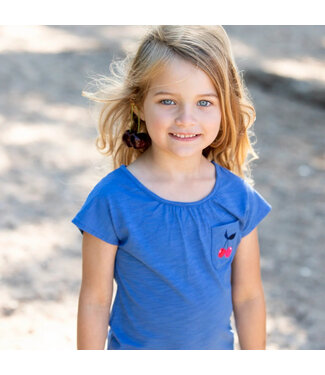 Enfant Terrible Shirt mit Kirschenstickerei in Sky Blue aus Biobaumwolle