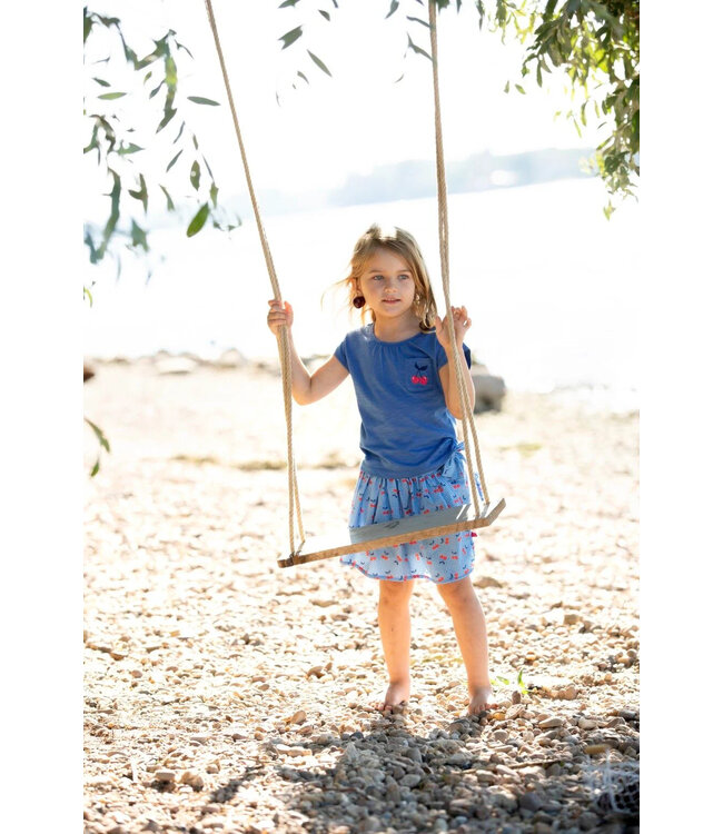 Enfant Terrible Shirt mit Kirschenstickerei in Sky Blue aus Biobaumwolle