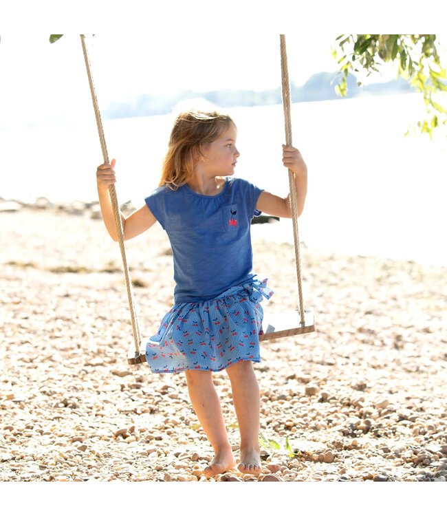 Enfant Terrible Shirt mit Kirschenstickerei in Sky Blue aus Biobaumwolle