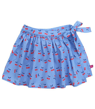 Enfant Terrible Voile Skort Kirschendruck in Sky Slue-Tomato aus Biobaumwolle