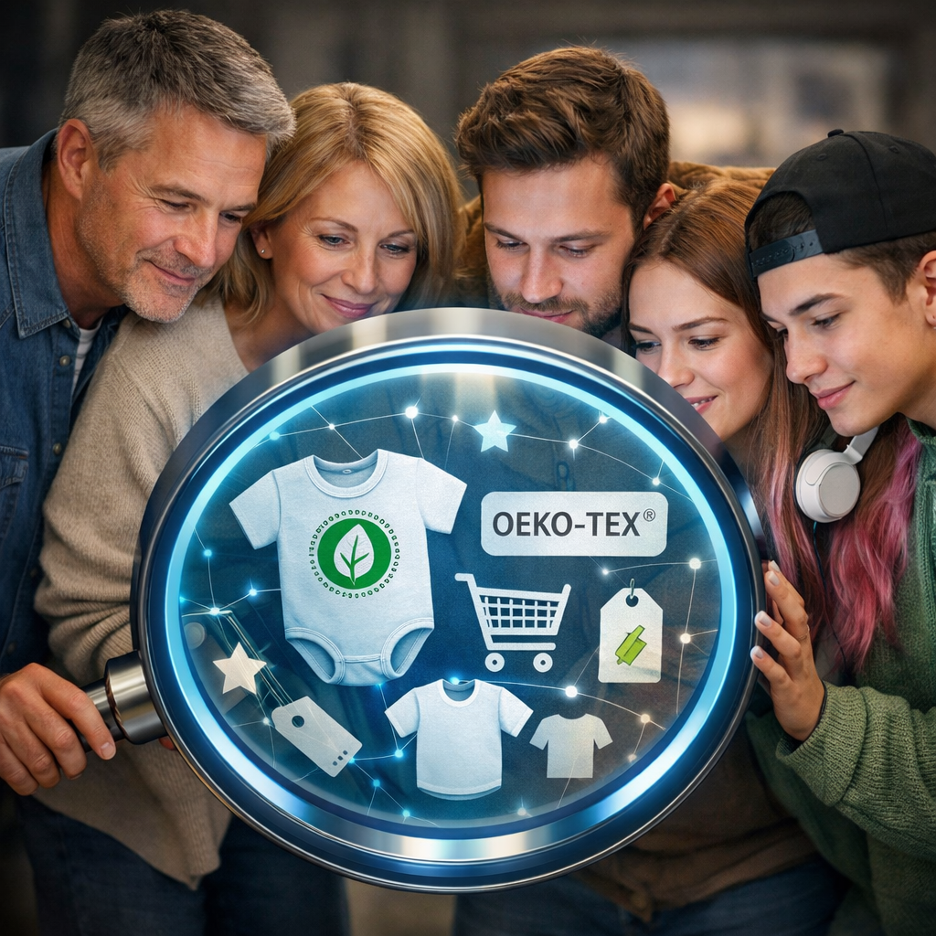 Babykleidung mit KI finden – GOTS & OEKO-TEX für Generation X, Y und Z