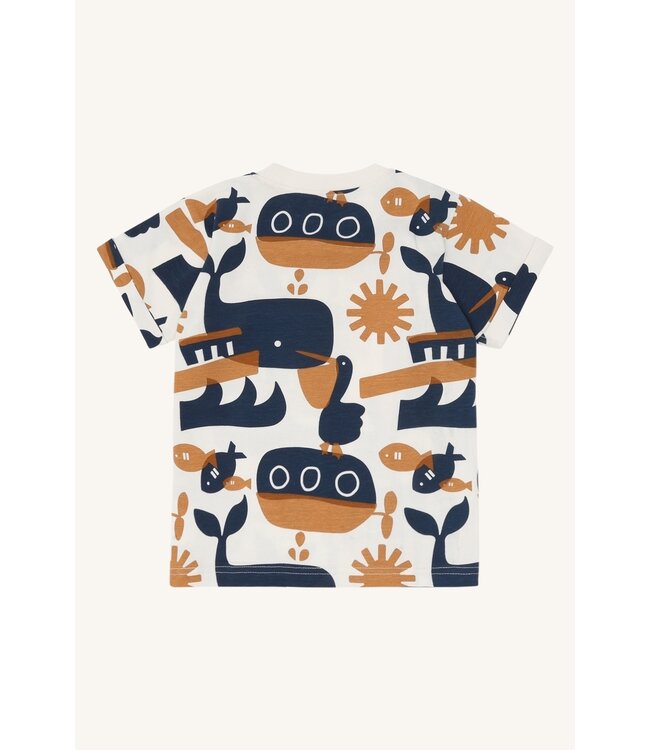 Hust and Claire T-Shirt Anton Oceanlife - Baumwolle - ocker/marine