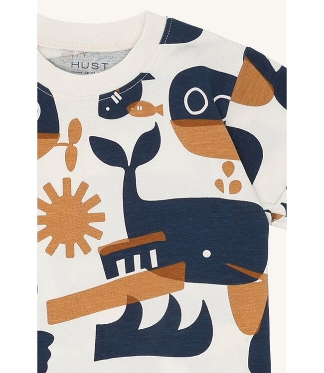 Hust and Claire T-Shirt Anton Oceanlife - Baumwolle - ocker/marine