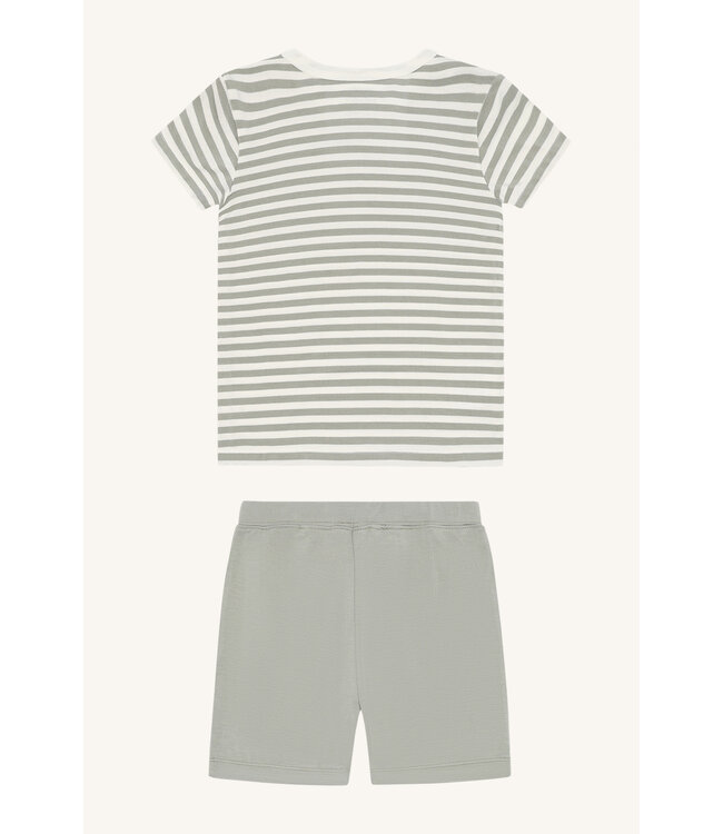 Hust and Claire Pyjama Set kurzarm aus Bambusviskose gestreift - forest fog