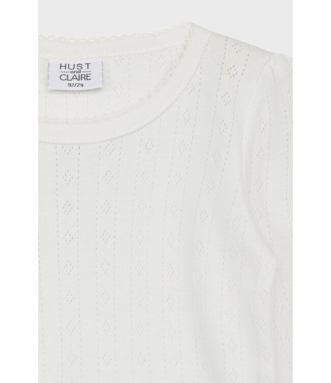 Hust and Claire Shirt langarm Andreia Pointellemuster ivory