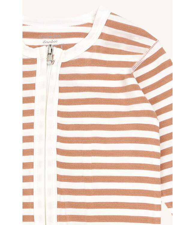 Hust and Claire Pyjama Mulle aus Bambusviskose mit Reissverschluss - gestreift- sunburn