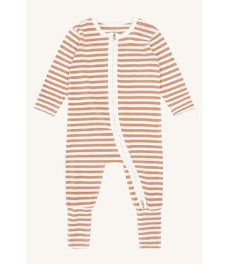 Hust and Claire Pyjama Mulle aus Bambusviskose mit Reissverschluss - gestreift- sunburn