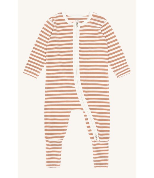 Hust and Claire Pyjama Mulle aus Bambusviskose mit Reissverschluss - gestreift- sunburn