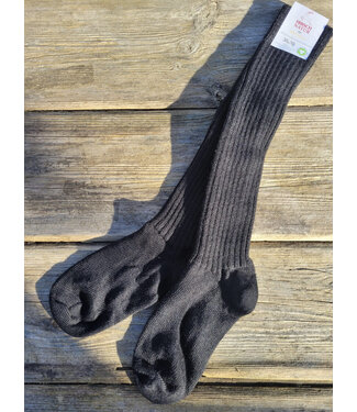 Hirsch Natur Kniestrumpf Damen und Herren aus Wolle gerippt - schwarz