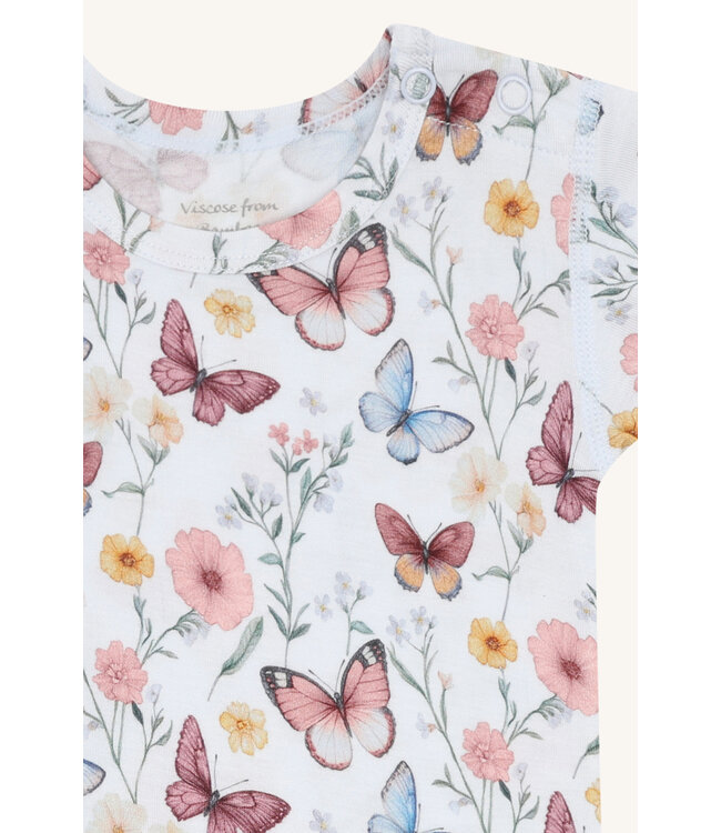 Hust and Claire Buller Body kurzarm Bambusviskose - Schmetterling - water