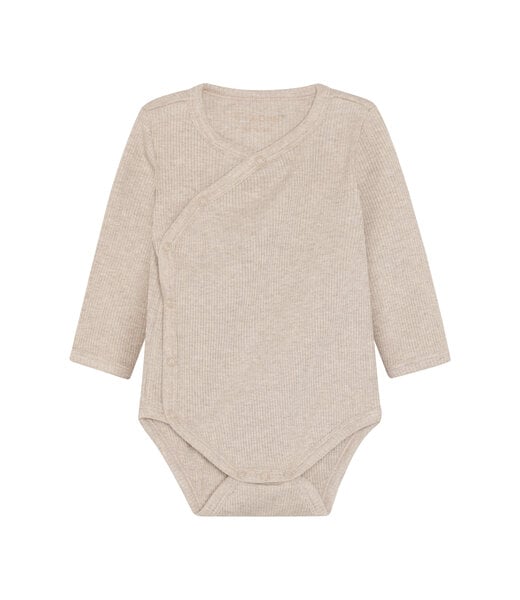 Fixoni Wickelbody langarm Tencelmix beige melange