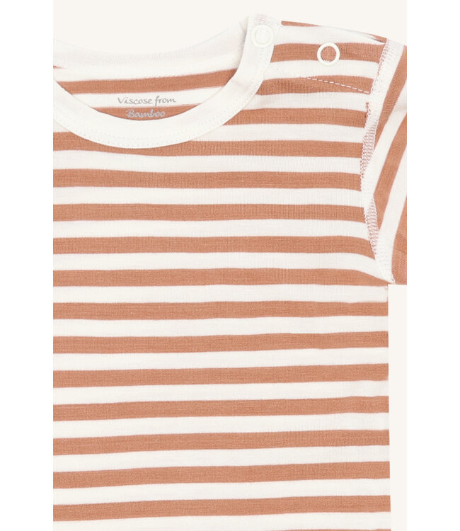 Hust and Claire Buller Body kurzarm Bambusviskose gestreift - Sunburn