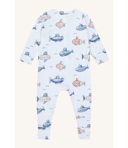 Hust and Claire Pyjama Mulle aus Bambusviskose mit Reissverschluss - Uboot - water