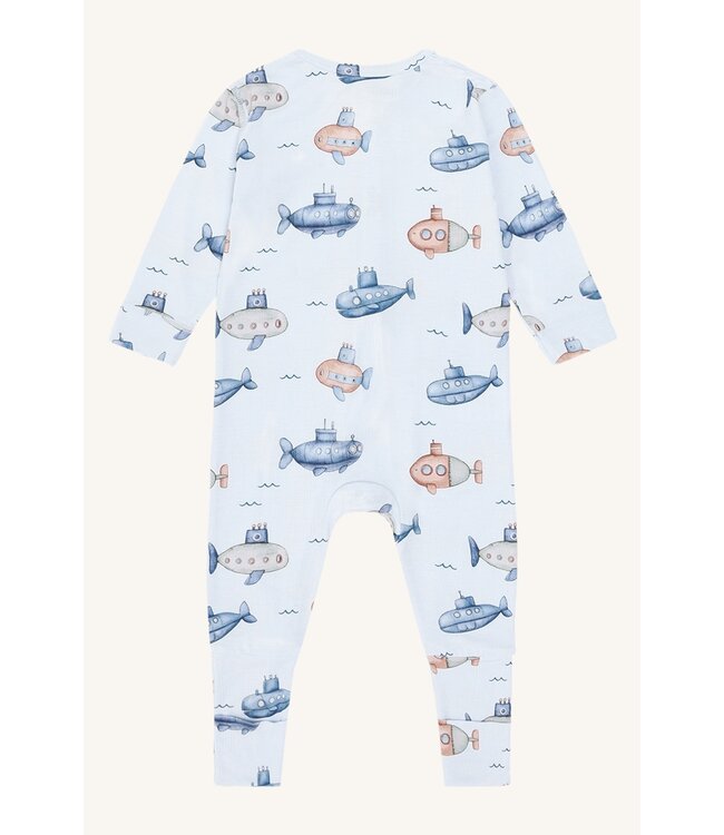 Hust and Claire Pyjama Mulle aus Bambusviskose mit Reissverschluss - Uboot - water
