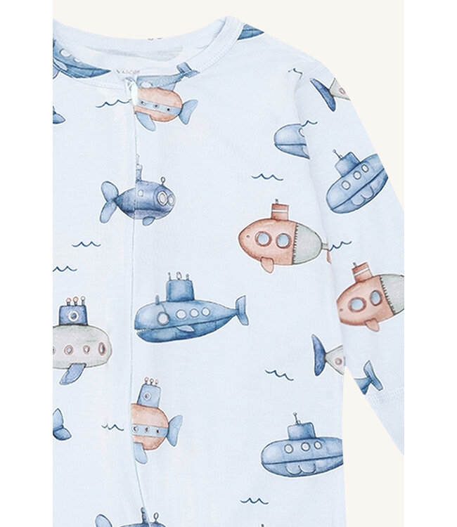 Hust and Claire Pyjama Mulle aus Bambusviskose mit Reissverschluss - Uboot - water